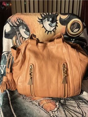 See By Chloe Tan Leather Hobo Bag with Tassel Accents
